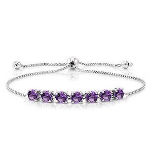 Gem Stone King 925 Sterling Silver Purple Amethyst Tennis Bracelet For Women (2